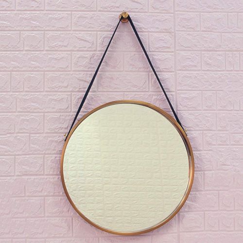  XJHOME-Mirrors Stainless Steel Bathroom Mirror Round Frame Large Round Vanity Make Up Mirror Floating Wall Personal Mirrors, Gold