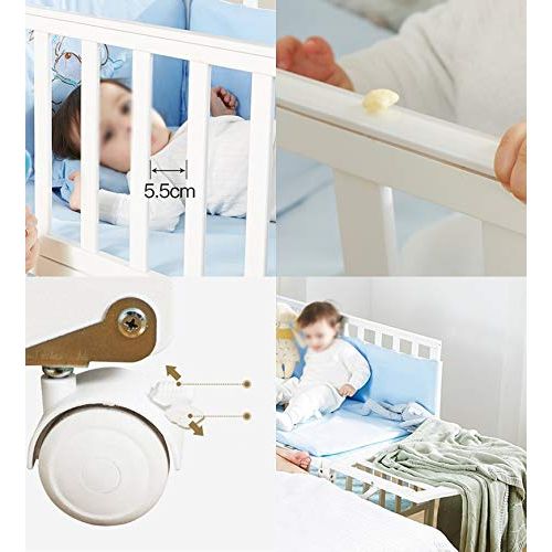  XJJUN-Rocking Crib Rocking Crib and Large Bed Stitching Mosquito Net Mattress Swing Multifunction No Smell Mobile and Flexible Baby Stable, 2 Styles (Color : White, Size : 105x61x9