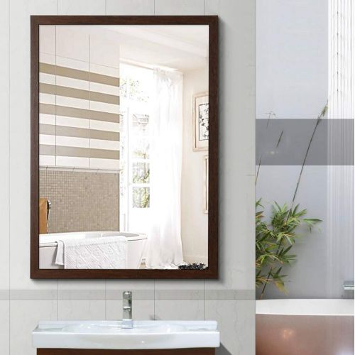  XJZxX Wall Mirror Rectangular Mirror Bathroom Wall Mounted Illuminated Mirror Perfect for Bedroom Bathroom -Personal Care Mirror (Color : Brown, Size : 50x70cm)