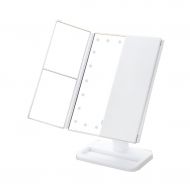 XJZxX LED Makeup Mirror with Light/Large Tri-fold Desktop Lamp Mirror/Folding Vanity Mirror/Square Princess Mirror/Tri-fold Amplification/Intelligent Dimming -Personal Care Mirror