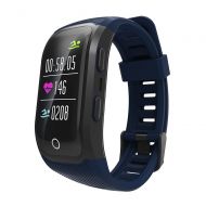 XL GPS Sports Watch Heart Rate Monitor Waterproof Fitness Tracker Bluetooth Smart Bracelet for iOS Android Phone Dark Blue