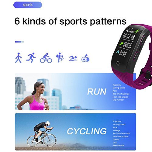  XL GPS Sports Watch Heart Rate Monitor Waterproof Fitness Tracker Bluetooth Smart Bracelet for iOS Android Phone Dark Blue