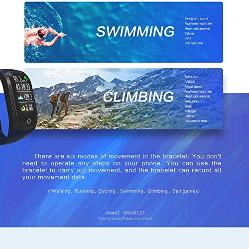  XL GPS Sports Watch Heart Rate Monitor Waterproof Fitness Tracker Bluetooth Smart Bracelet for iOS Android Phone Dark Blue