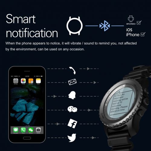  XL Smart Watch,S968 GPS Sport Smart Watch Waterproof Sleep Heart Rate Monitor Thermometer Altimeter Pedometer GPS Smartwatch Men（Black）