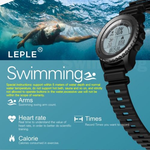  XL Smart Watch,S968 GPS Sport Smart Watch Waterproof Sleep Heart Rate Monitor Thermometer Altimeter Pedometer GPS Smartwatch Men（Black）