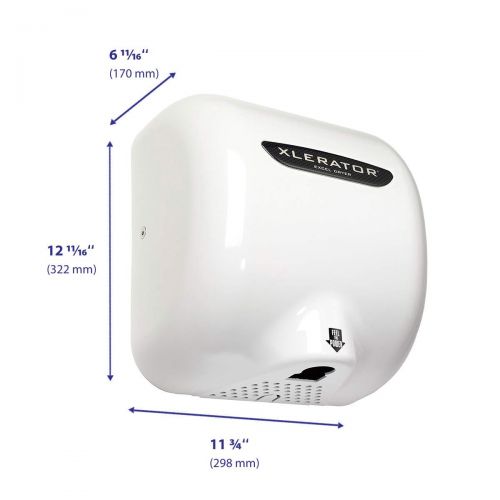  Excel Dryer XLERATOR XL-BW1.1N Automatic High Speed Hand Dryer, White Thermoset (BMC) Cover, Heat and Sound Control, Noise Reduction Nozzle, LEED Credits, 110120V