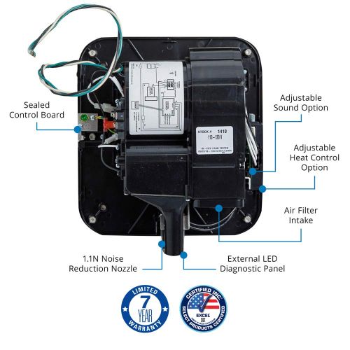  Excel Dryer XLERATOR XL-BW1.1N Automatic High Speed Hand Dryer, White Thermoset (BMC) Cover, Heat and Sound Control, Noise Reduction Nozzle, LEED Credits, 110120V