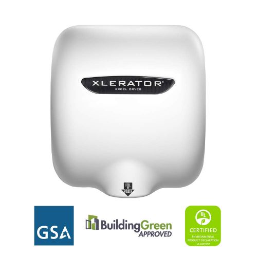  XLERATOR HAND DRYERS XLERATOR XL-W WHITE METAL 110120V 1.1 NOISE REDUCTION NOZZLE HAND DRYER WITH SPEED AND HEAT CONTROL