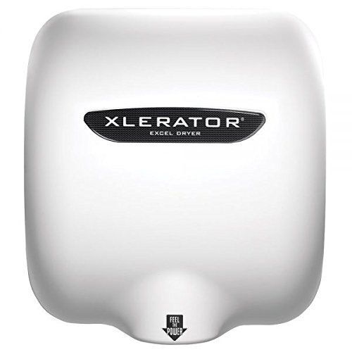  Excel Dryer XLERATOR XL-BW 1.1N High Speed Commercial Hand Dryer, White Thermoset Cover, Automatic Sensor, Surface Mounted, Noise Reduction Nozzle, LEED Credits 12.2 Amps 110/120V
