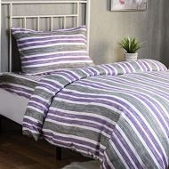 [아마존베스트]XLNT Premium 1 Set 3 Pc Duvet Cover Set Luxury Ultra Soft Twin Size 39 inch Cabana Stripe Lilac Designed Bed Sheets Cotton Blend, Machine Washable, Fade Resistant, Great for Kids o