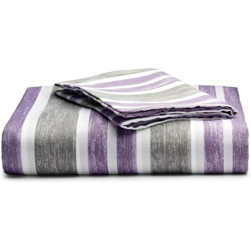  [아마존베스트]XLNT Premium 1 Set 3 Pc Duvet Cover Set Luxury Ultra Soft Twin Size 39 inch Cabana Stripe Lilac Designed Bed Sheets Cotton Blend, Machine Washable, Fade Resistant, Great for Kids o