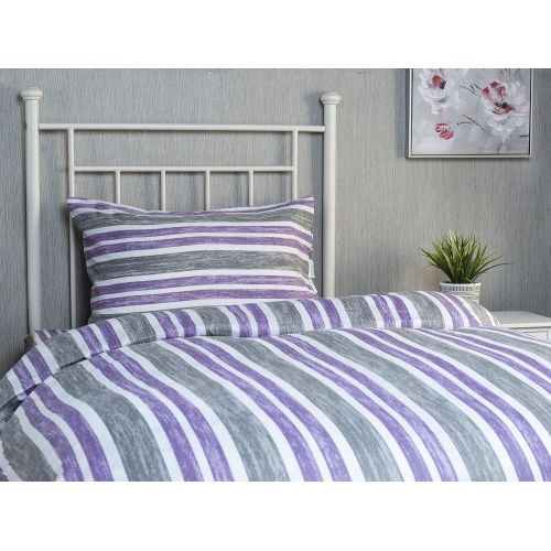  [아마존베스트]XLNT Premium 1 Set 3 Pc Duvet Cover Set Luxury Ultra Soft Twin Size 39 inch Cabana Stripe Lilac Designed Bed Sheets Cotton Blend, Machine Washable, Fade Resistant, Great for Kids o