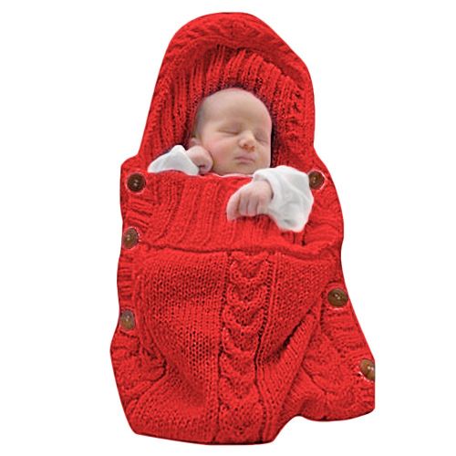  [아마존 핫딜]  [아마존핫딜]XMWEALTHY Newborn Baby Wrap Swaddle Blanket Knit Sleeping Bag Sleep Sack Stroller Wrap for Baby(Red) (0-6 Month)