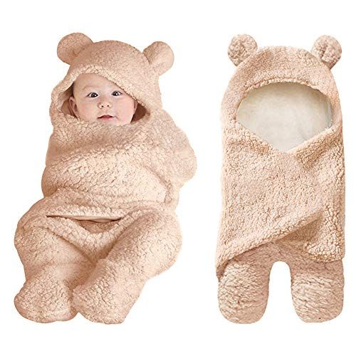  [아마존베스트]XMWEALTHY Cute Newborn Baby Boys Girls Blankets Plush Swaddle Blankets Baby Shower Gifts Brown