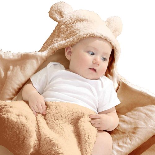  [아마존베스트]XMWEALTHY Cute Newborn Baby Boys Girls Blankets Plush Swaddle Blankets Baby Shower Gifts Brown