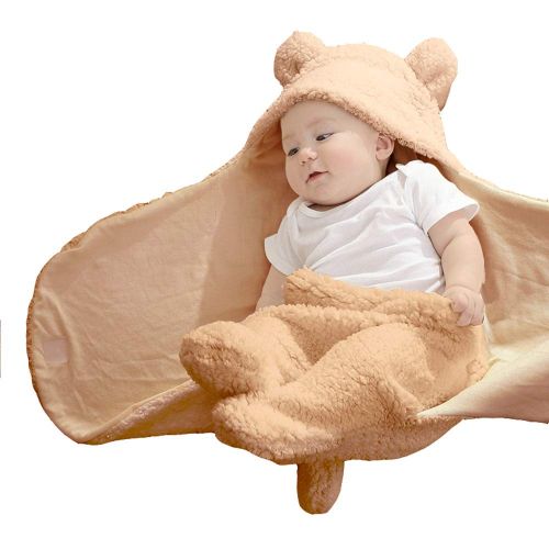  [아마존베스트]XMWEALTHY Cute Newborn Baby Boys Girls Blankets Plush Swaddle Blankets Baby Shower Gifts Brown