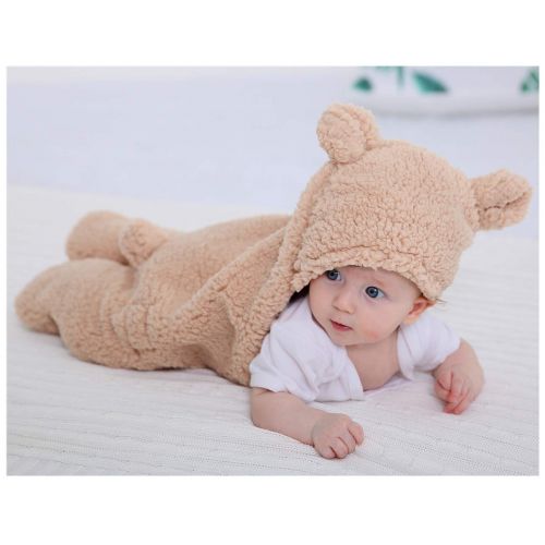  [아마존베스트]XMWEALTHY Cute Newborn Baby Boys Girls Blankets Plush Swaddle Blankets Baby Shower Gifts Brown