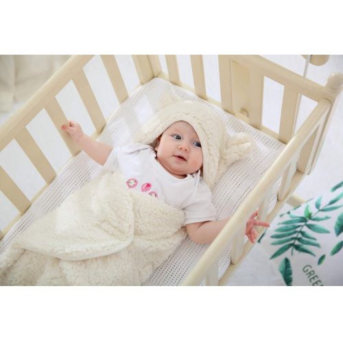  [아마존베스트]XMWEALTHY Cute Newborn Baby Boys Girls Blankets Plush Swaddle Blankets Baby Shower Gifts White