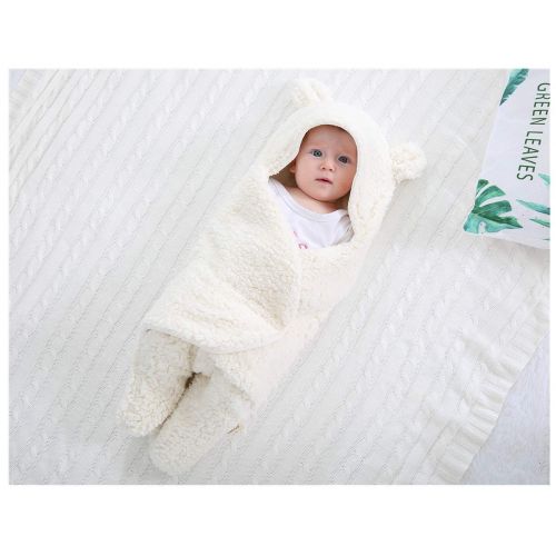  [아마존베스트]XMWEALTHY Cute Newborn Baby Boys Girls Blankets Plush Swaddle Blankets Baby Shower Gifts White