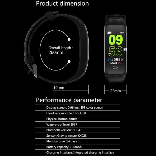  XMYL Fitness Tracker, Fitness Smart Watch with Heart Rate Monitor Pedometer Waterproof IP67 for Samsung Huawei Android iOS Smartphone