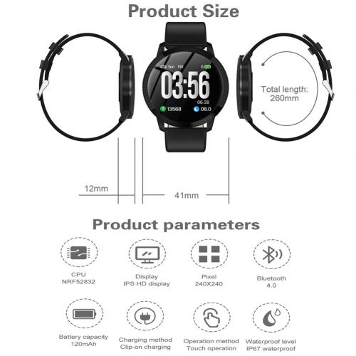  XMYL Activity Trackers,Multifunction Bluetooth Fitness Tracker IP67 Waterproof Smart Watch with Heart Rate Monitors,for Women and Men for Samsung Huawei Android iOS Smartphone