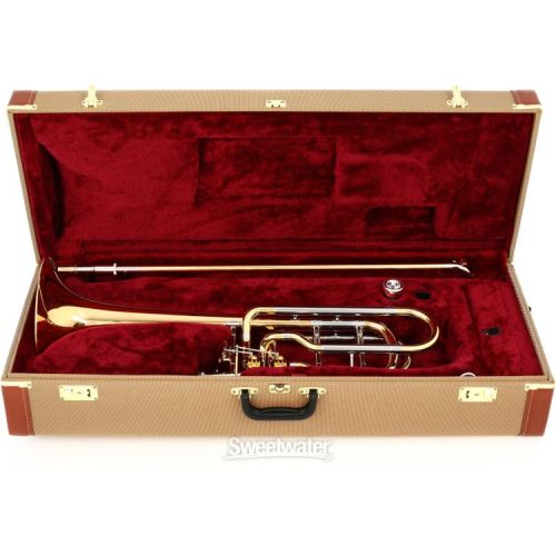  XO 1240RL Professional Bass Trombone - Rose Brass Bell - Dual Independent Rotors - Clear Lacquer