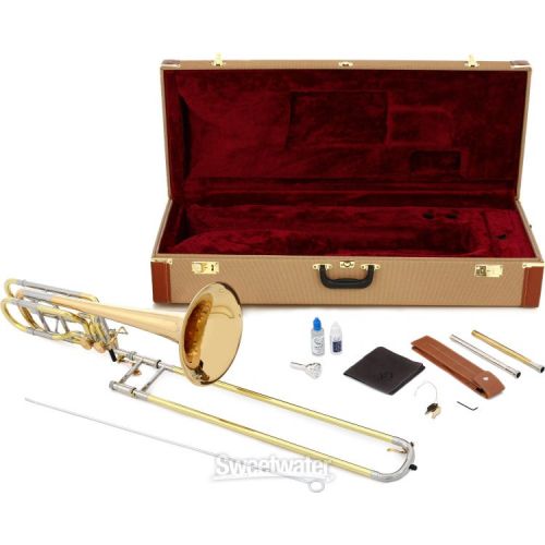  XO 1240RL Professional Bass Trombone - Rose Brass Bell - Dual Independent Rotors - Clear Lacquer