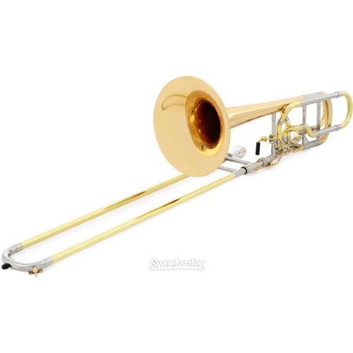  XO 1240RL Professional Bass Trombone - Rose Brass Bell - Dual Independent Rotors - Clear Lacquer