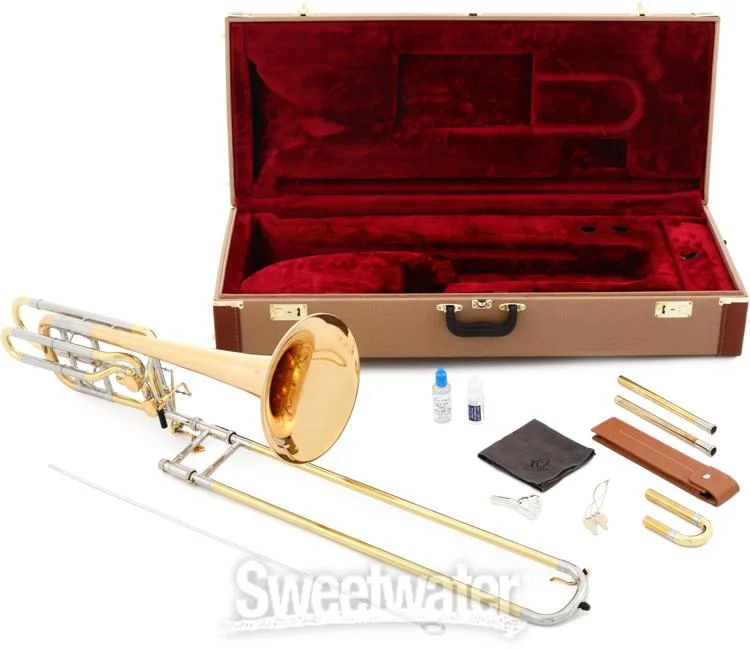  XO 1242RL Professional Bass Trombone - Rose Brass Bell - Dependent Rotors - Clear Lacquer