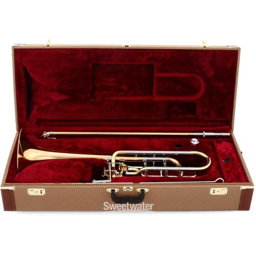  XO 1242RL Professional Bass Trombone - Rose Brass Bell - Dependent Rotors - Clear Lacquer