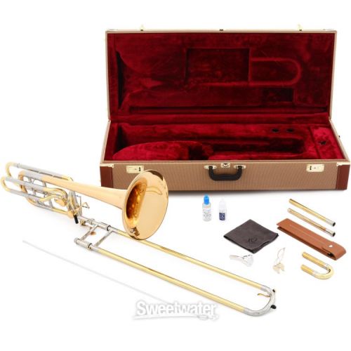  XO 1242RL Professional Bass Trombone - Rose Brass Bell - Dependent Rotors - Clear Lacquer