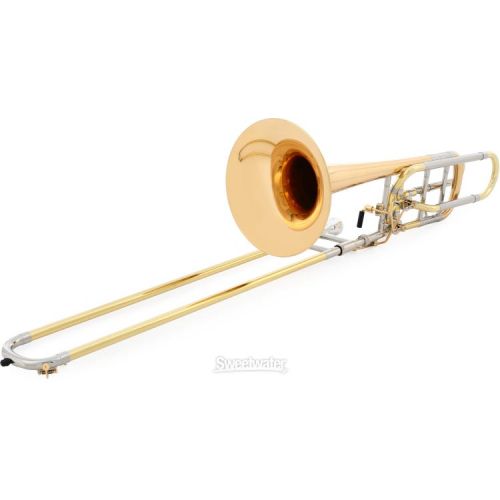  XO 1242RL Professional Bass Trombone - Rose Brass Bell - Dependent Rotors - Clear Lacquer