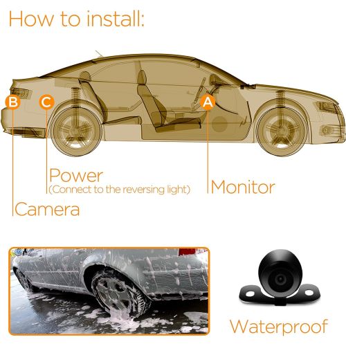  Xo Vision HD Color CCD Waterproof Vehicle Car Rear View Backup Camera, 170 Degree Viewing Angle Rearview Camera