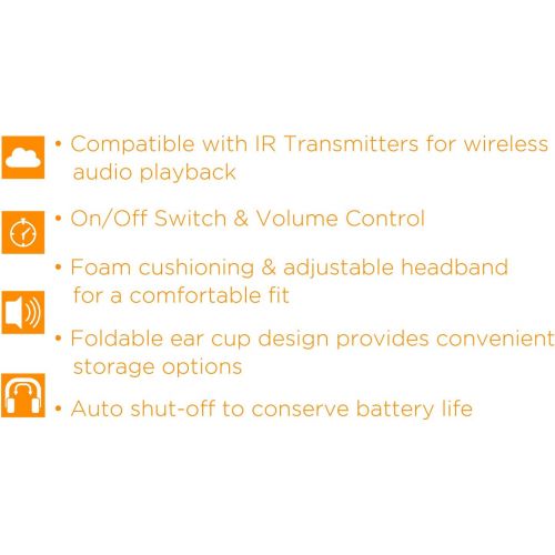  [아마존베스트]XO Vision Universal IR in Car Entertainment Wireless Foldable Headphones, Orange