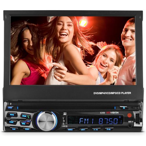  XO Vision X358 7 in-Dash Touch Screen DVD Receiver with Front USB & AV Inputs