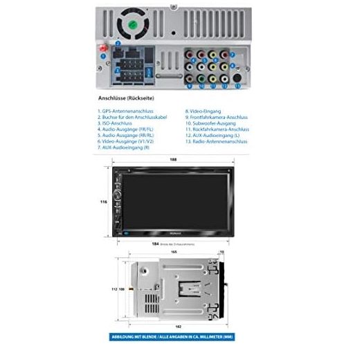  [아마존베스트]-Service-Informationen XOMAX XM-2DN6906 Car Radio with Mirrorlink GPS Navigation Software Including Europe Maps Bluetooth Hands-Free Kit 18 cm Touchscreen Screen DVD CD Player SD USB Aux I 2 DIN