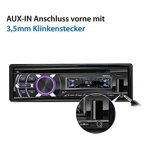  [아마존베스트]-Service-Informationen XOMAX XM-CDB623 Car Radio with CD Player I Bluetooth Hands-Free Kit I USB Micro SD I 2X AUX I 7 Lighting Colours Adjustable I 1 DIN