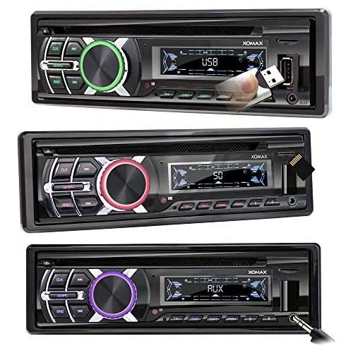  [아마존베스트]-Service-Informationen XOMAX XM-CDB623 Car Radio with CD Player I Bluetooth Hands-Free Kit I USB Micro SD I 2X AUX I 7 Lighting Colours Adjustable I 1 DIN