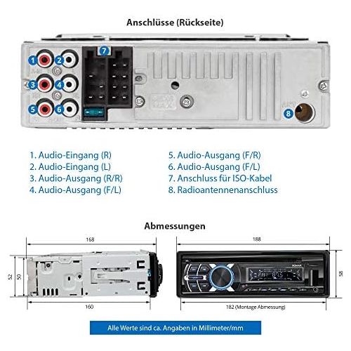  [아마존베스트]-Service-Informationen XOMAX XM-CDB623 Car Radio with CD Player I Bluetooth Hands-Free Kit I USB Micro SD I 2X AUX I 7 Lighting Colours Adjustable I 1 DIN