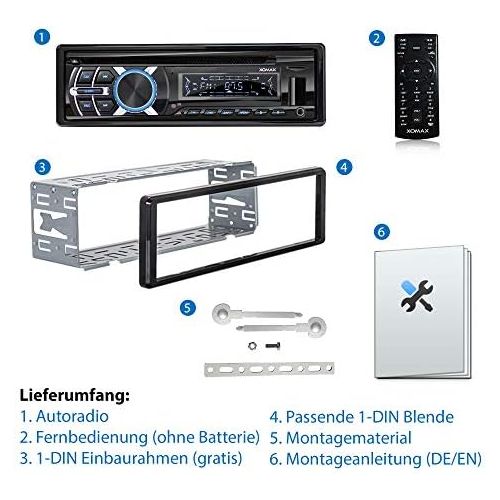  [아마존베스트]-Service-Informationen XOMAX XM-CDB623 Car Radio with CD Player I Bluetooth Hands-Free Kit I USB Micro SD I 2X AUX I 7 Lighting Colours Adjustable I 1 DIN