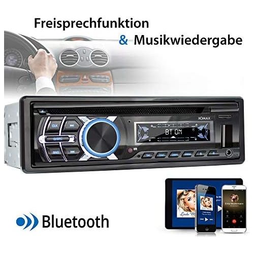  [아마존베스트]-Service-Informationen XOMAX XM-CDB623 Car Radio with CD Player I Bluetooth Hands-Free Kit I USB Micro SD I 2X AUX I 7 Lighting Colours Adjustable I 1 DIN