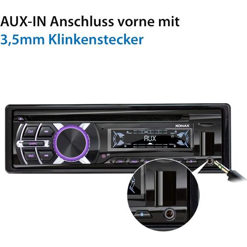  [아마존베스트]-Service-Informationen XOMAX XM-CDB623 Car Radio with CD Player I Bluetooth Hands-Free Kit I USB Micro SD I 2X AUX I 7 Lighting Colours Adjustable I 1 DIN