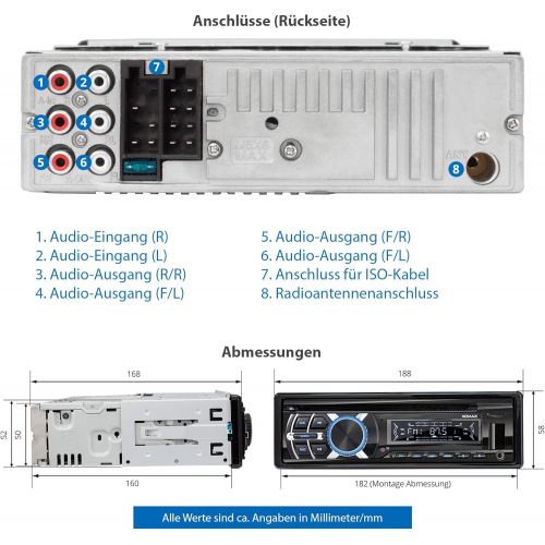  [아마존베스트]-Service-Informationen XOMAX XM-CDB623 Car Radio with CD Player I Bluetooth Hands-Free Kit I USB Micro SD I 2X AUX I 7 Lighting Colours Adjustable I 1 DIN