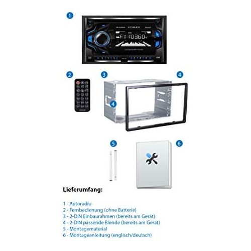  [아마존베스트]-Service-Informationen XOMAX XM-2CDB620 Car Radio with CD Player I Bluetooth Hands-Free Kit I 3 Colours Adjustable (Red, Blue, Green) I USB, Micro SD, AUX I Connection for 2x Subwoofer I 2 DIN