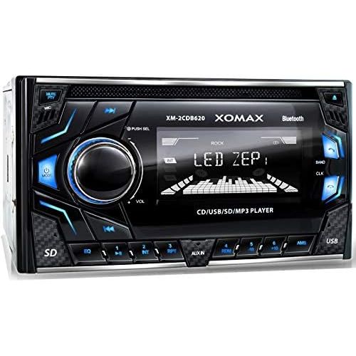  [아마존베스트]-Service-Informationen XOMAX XM-2CDB620 Car Radio with CD Player I Bluetooth Hands-Free Kit I 3 Colours Adjustable (Red, Blue, Green) I USB, Micro SD, AUX I Connection for 2x Subwoofer I 2 DIN