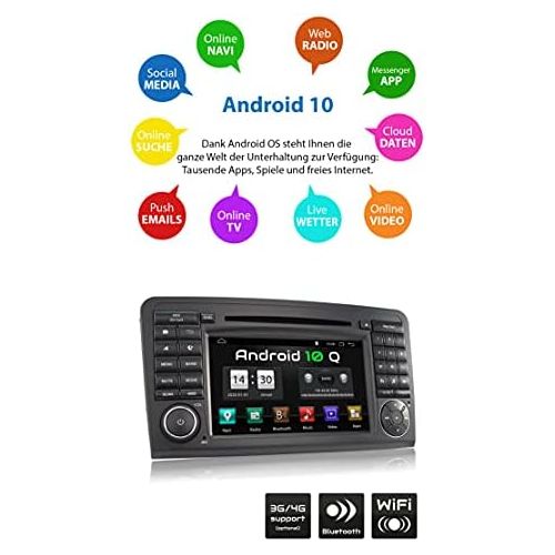  [아마존베스트]-Service-Informationen XOMAX XM-09ZA-L9 Autoradio mit Android 10 passend fuer Mercedes W164 I 2GB RAM 32GB ROM I GPS Navigation I DVD, CD, USB, SD I Support: WiFi, 3G, 4G, DAB+, OBD2 I Bluetooth I 7 Zoll