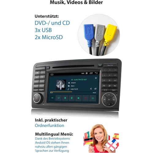  [아마존베스트]-Service-Informationen XOMAX XM-09ZA-L9 Autoradio mit Android 10 passend fuer Mercedes W164 I 2GB RAM 32GB ROM I GPS Navigation I DVD, CD, USB, SD I Support: WiFi, 3G, 4G, DAB+, OBD2 I Bluetooth I 7 Zoll