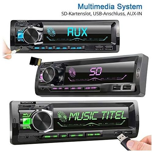  [아마존베스트]-Service-Informationen XOMAX XM-R279 Car Radio with FM RDS Bluetooth Hands-Free Kit USB SD MP3 AUX-IN 1 DIN