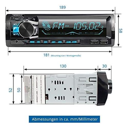  [아마존베스트]-Service-Informationen XOMAX XM-R279 Car Radio with FM RDS Bluetooth Hands-Free Kit USB SD MP3 AUX-IN 1 DIN