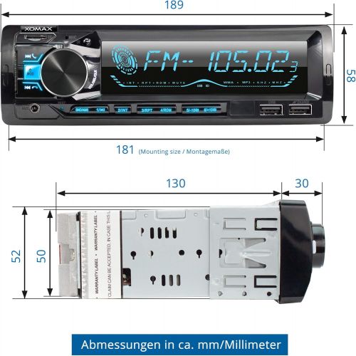  [아마존베스트]-Service-Informationen XOMAX XM-R279 Car Radio with FM RDS Bluetooth Hands-Free Kit USB SD MP3 AUX-IN 1 DIN